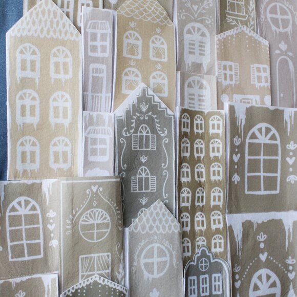 Large Handmade Gingerbread Town Holiday Advent Countdown Pocket Calendar - Picture 9 of 14